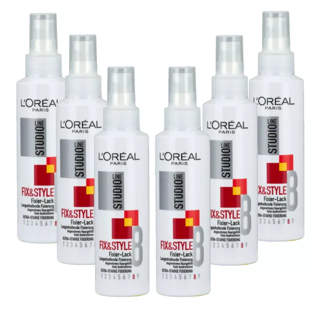 6x 150ml Loreal Paris Studio Line Fix & Style Fixation Vernis Ultra-Fort Cheveux