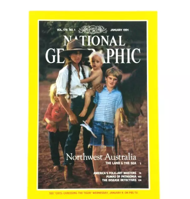National Geographic Magazine Vintage January 1991 Northwest Australia Pumas