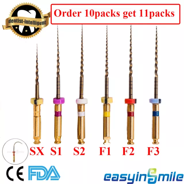 Easyinsmile 6Pc Dental Endo Rotary Files X-Pro Gold Taper SX-F3 25MM Endodontico