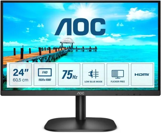 AOC PC Monitor Computer Bildschirm 23,8 Zoll Full-HD HDMI, VGA, 75Hz
