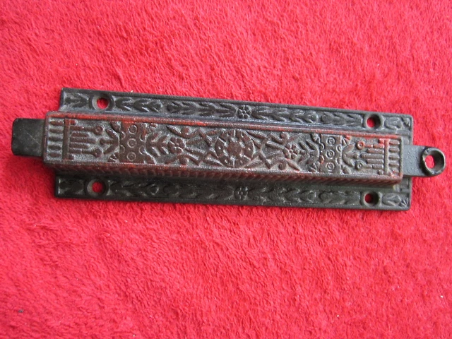 Antique Eastlake Cast Iron Chain Pull Door Top / Bottom Latch
