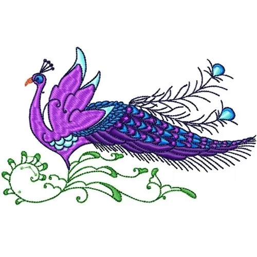 Embroidered Ladies T-Shirt - Elegant Peacocks PE07 Sizes S - XXL