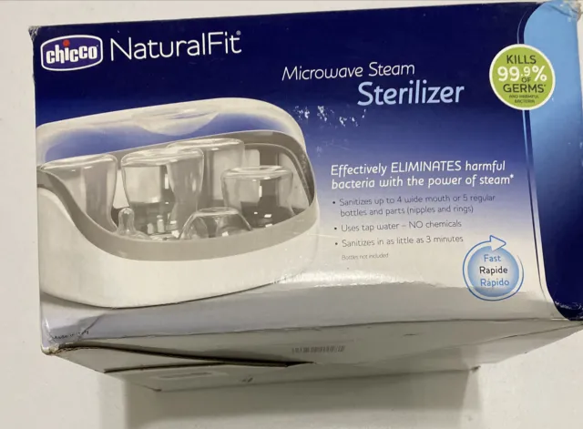 CHICCO Natural Fit Microwave Steam Sterilizer -Kills 99.9% Of Germs - NEW