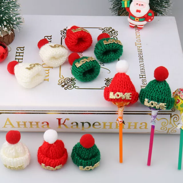 2 PCS Pompon LOVE Knitting Hat Small Santa Claus Cap Xmas Party Scarf Accessory