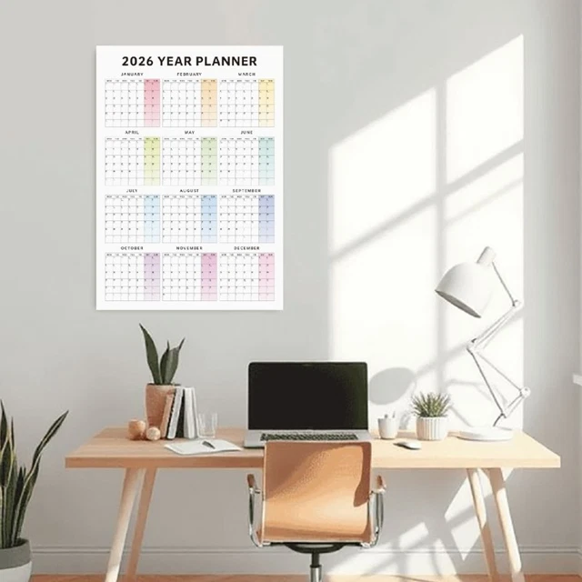 2026 WALL MOUNTED Calendar Yearly Planner Dated For Home Office Plan 2026 Wall Mounted Calendar Yearly Planner Dated For.webp