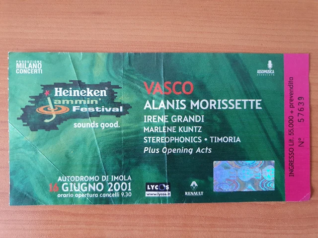 VASCO ROSSI Imola 2001 Biglietto Heineken