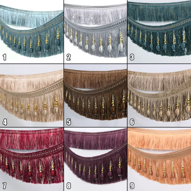 1M Curtain Sewing Tassel Fringe Trim Tassel Crystal Beaded Lace Accessory