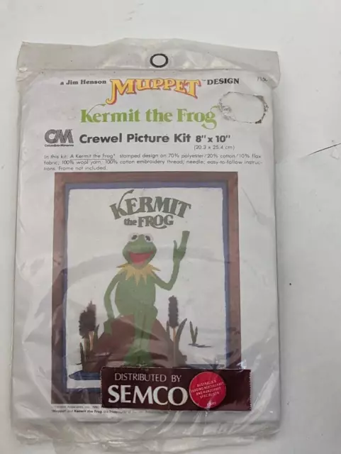 Jim Henson Muppet Design Kermit the Frog Crewel Picture Kit 8" x 10" 1980