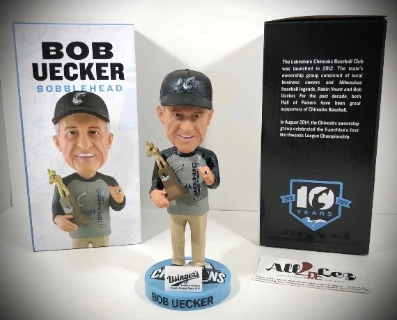 2022 Lakeshore Chinooks Bob Uecker "Nwl Trophy" Sga Bobblehead Brewers ~ Nib