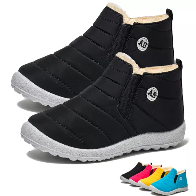 Kids Ankle Boots Boys Girls Winter Warm Snow Boots Fur Lined Shoes Warm  Shoes
