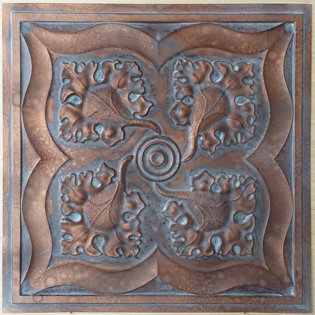 Faux tin vintage Ceiling tiles weather copper decor wall panels PL64 10pcs/lot
