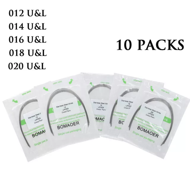 10 packs Dental Orthodontic Stainless Steel Ovoid Form Arch Wires Green package