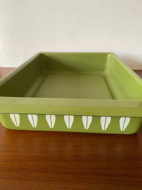 Green Cathrineholm Lotus Baking Pan Enamel Lasagna Pan Norway mid century modern