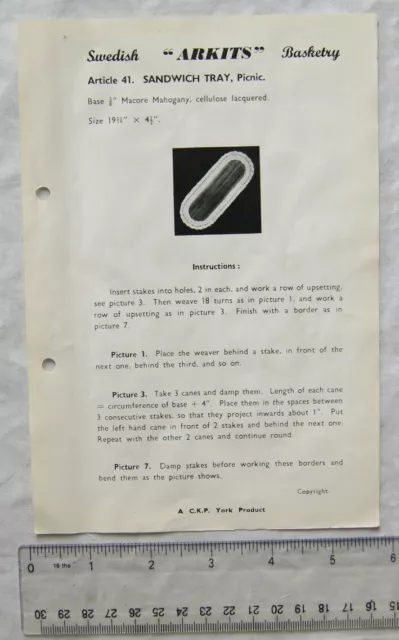 Vintage Broschüre: Schwedischer Arkits Korb - Sandwichtablett, 41