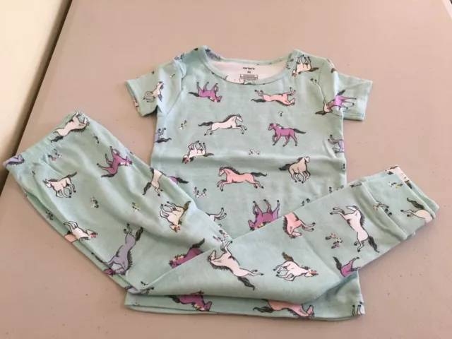 New Carter's Girls Horse Pajama 2pc Set Snug fit Short Sleeve Long Pants 6,7,14