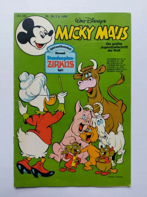 Ehapa - Micky Maus Nr. 36 / 02.09.1980 - Top Zustand / Z1-2 (mit Beilage)