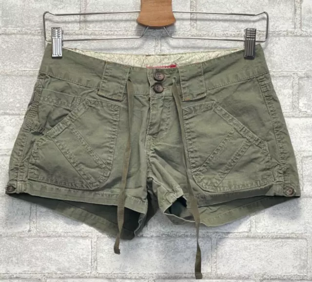 Unionbay Women's Size 0 Drawstring Utility Shorts Army Green  100% Cotton