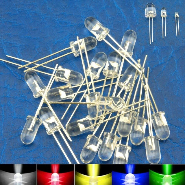 Zubehör Ultrahelle LEDs 2 Stiche 17mm Länge 3mm Rot/blau/grün/weiß/gelb