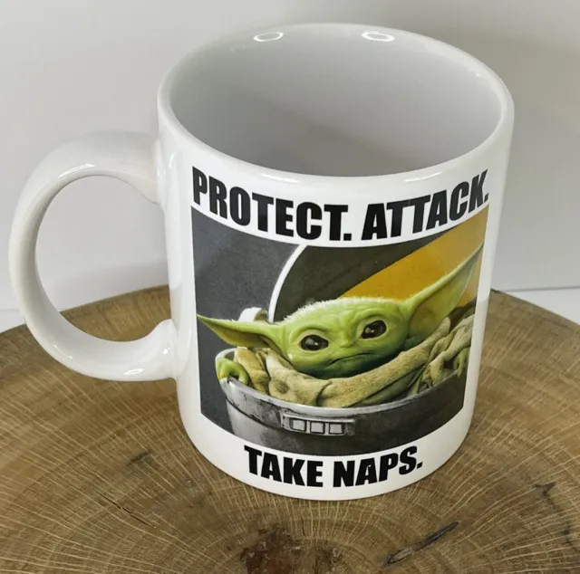 Star Wars 20oz Ceramic Mug~ The Mandalorian Protect Attack Take Naps