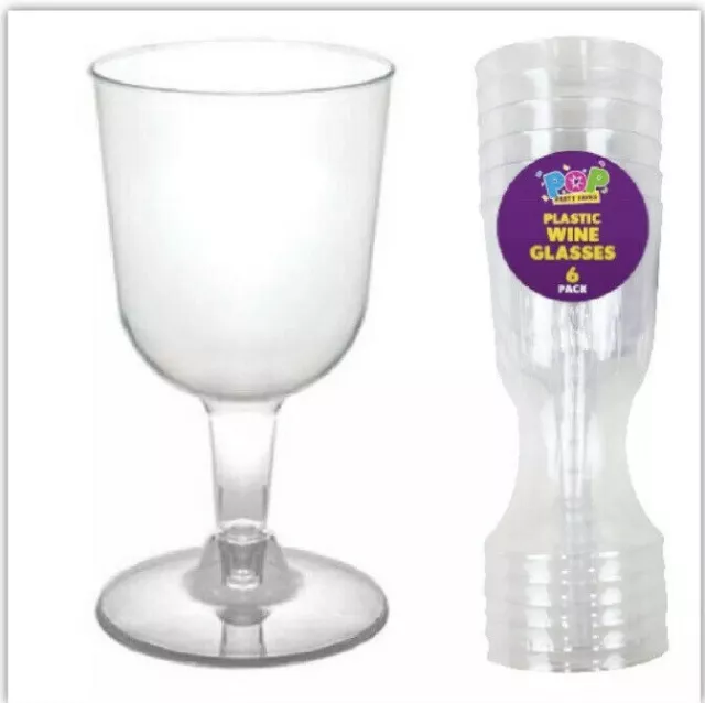 Pack Clear Plastic Reusable Party BBQ Wedding Stem Wine Glasses 120ml 4oz KC3