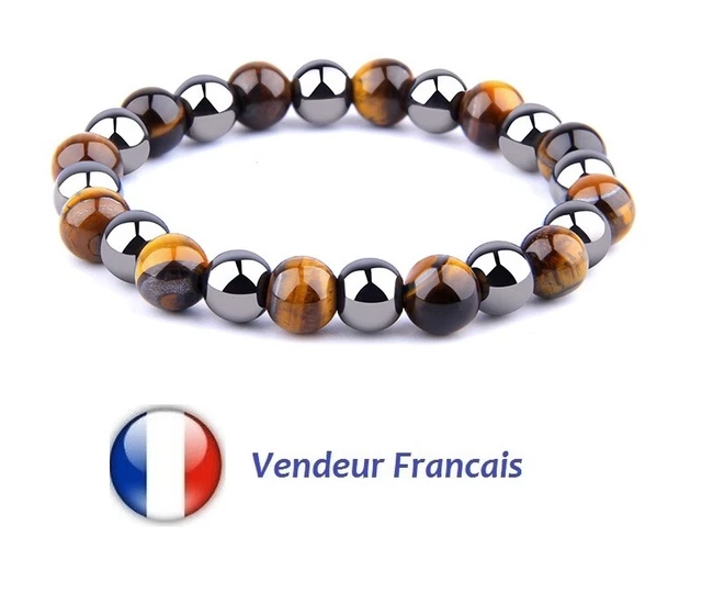 Bracelet En Perles D'oeil De Tigre Magenta 8mm - Pierre Semi-naturelle - Neuf Avec étiquettes