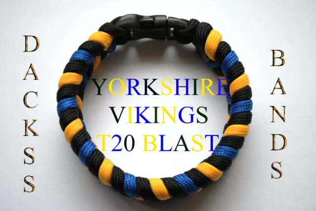 Cricket NatWest T20 Blast Yorkshire Vikings Team Handmade 550 Paracord Wristband