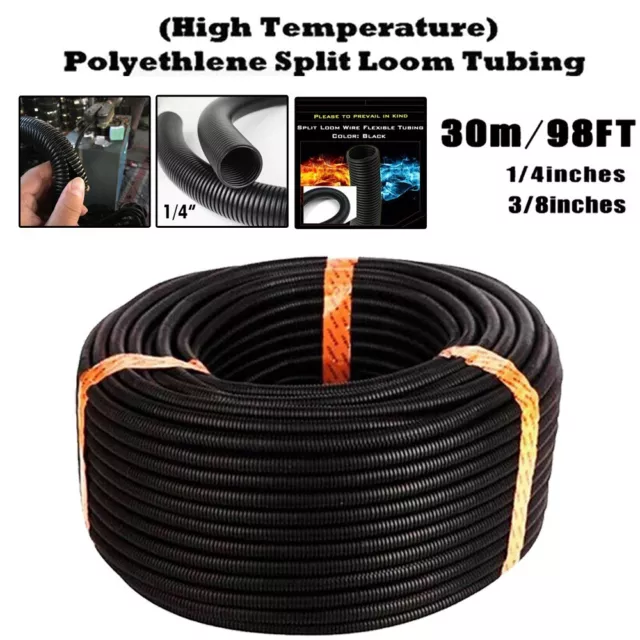 98 Feet 3/8"Split Loom Wire Cable Flexible Tubing Wire Conduit Hose Cover Car