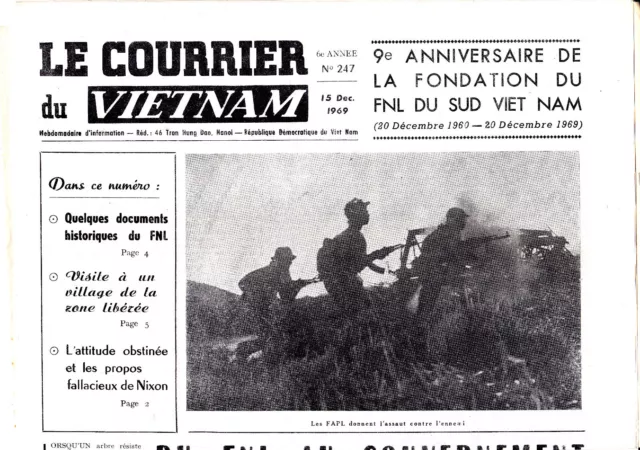 Le Courrier du Vietnam N° 247 15 déc 1969: il y a 9 ans fondation du FNL Sud Vie