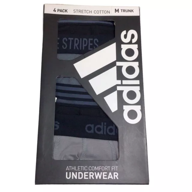 Adidas Men’s 4 Pack Stretch Cotton Trunk Underwear Medium Athletic Comfort Fit