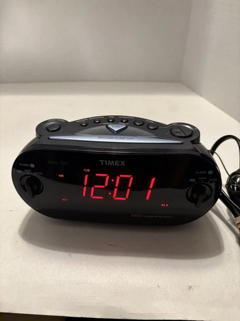 TIMEX DUAL ALARM Clock Radio AM FM Jumbo Display Redi-Set XBBU T715 A2 ...