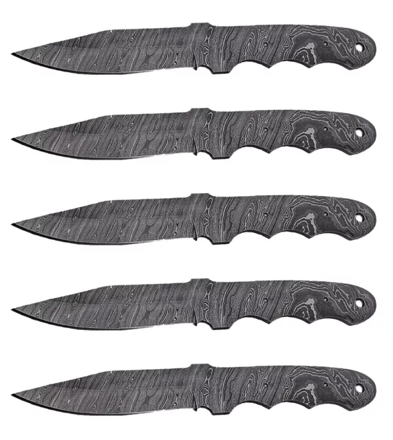 LOT OF 5 Damascus steel knife blade blanks custom hand forged hunting LOT5AB59