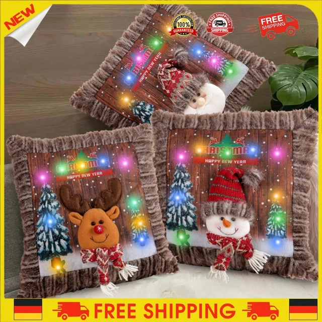 ❥ Copricuscino bagliore natalizio con luce LED 40x40 cm decorazione casa nuovo anno