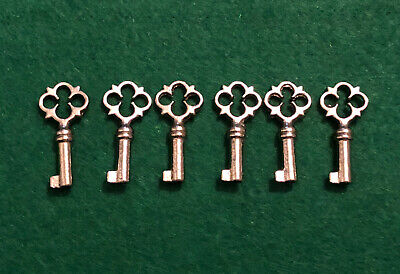 6x Small Fancy Bow Key Uncut Iron Blanks For Antique Vintage Cabinet Boxes Locks 3