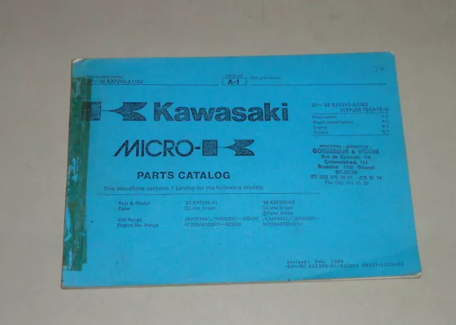 Parts Catalog/Spare Parts List / Parts List Kawasaki Kxf 250 A 1 By 1987