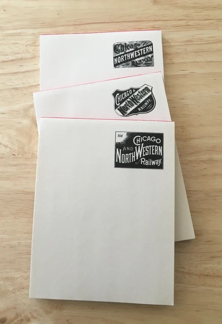 Chicago and North Western Rwy THREE Different Note Pads 1980 Non-Railroad Issue