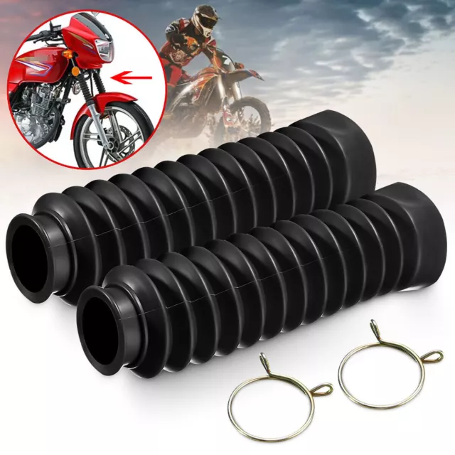 Black Motorcycle Rubber Front Fork Cover Protector Gaiters Gators Boot Shocks