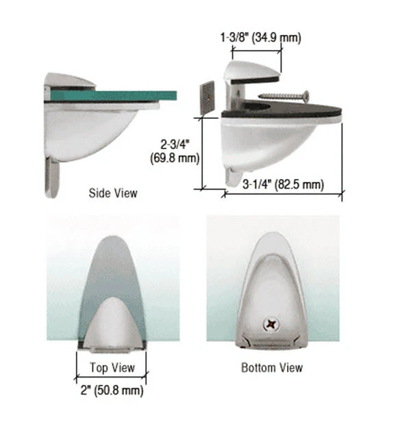 CRL Satin Chrome Heavy-Duty Adjustable Shelf Bracket