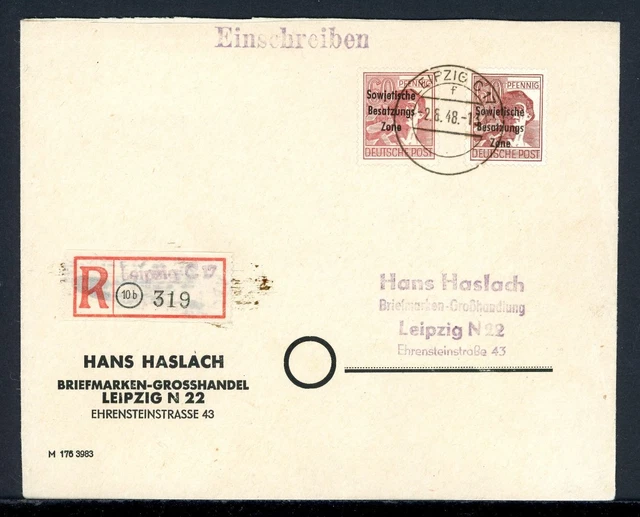 SBZ Allg. Ausgaben 195 a + A 195 gestempelt auf R-Brief gelaufen #HB357