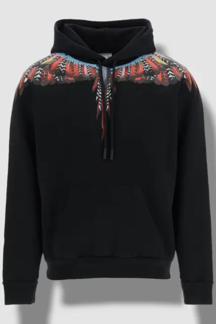 $560 Marcelo Burlon Men's Black Grizzly Wings Hoodie Sweatshirt Sweater Size L