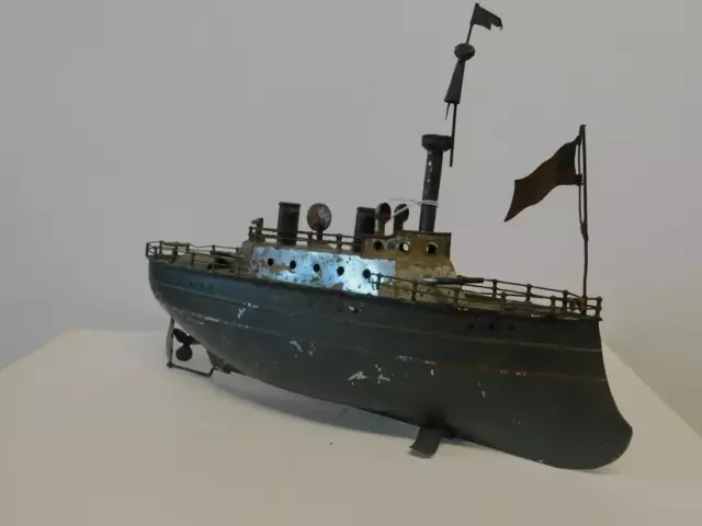 CARETTE (BING MARKLIN) Prewar Tin Toy Wind Up Gun Boat V. Scarce