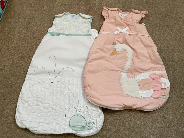2 saco de dormir para bebé niña. 0 - 6 meses 2,5 Tog. Gro Company Dunelm. Ballena cisne