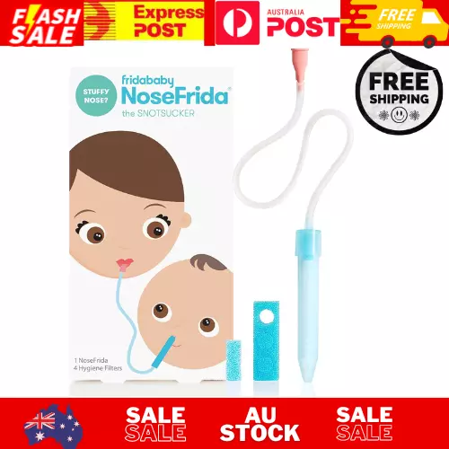 Genuine Nosefrida Nose Frida Baby Toddler Snotsucker Nasal Aspirator + 4 Filters