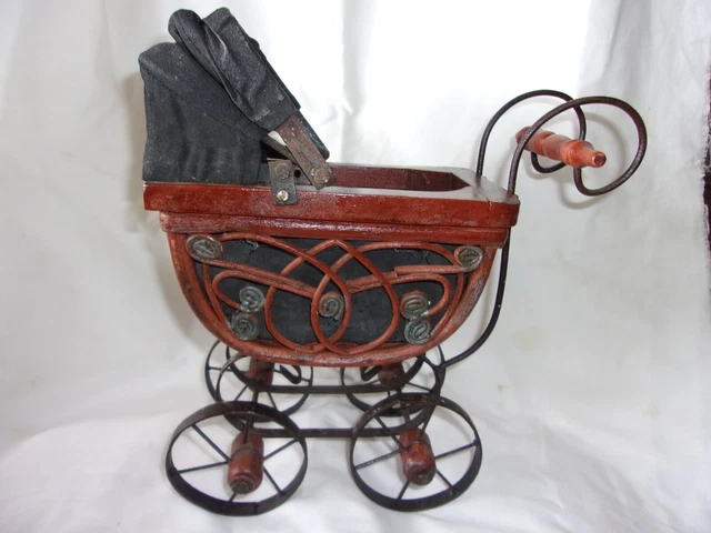 Stroller Baby Doll Carriage Buggy  Victorian Style Vintage Wicker & Canvas