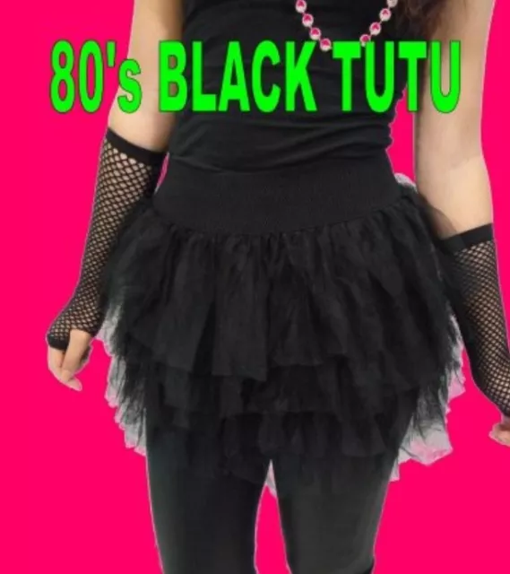 80 S TUTU SKIRT Perfect Cindi Lauper Madonna Black Tutu Tulle One