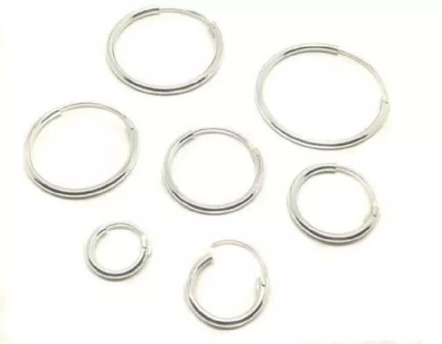 Mens Single Silver Hoop Sleeper Earring 8,10,12,14,16,18 & 20mm