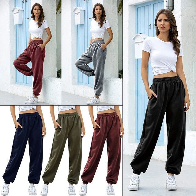 Womens Joggers Tracksuit Bottoms Close Hem Fleece Ladies Trousers Jogging Pants