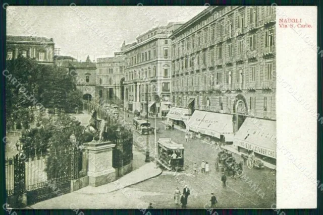 Napoli Città Via San Carlo Tram cartolina MX5358