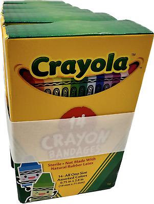 6 cajas de vendajes de lápiz Crayola estériles surtidos de colores, talla única para niños 14 cuentas