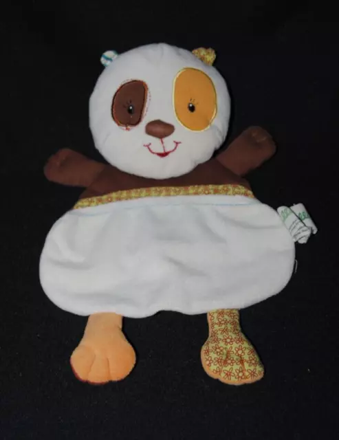 Doudou marionnette Clara le panda LILLIPUTIENS beige brun marron TTBE