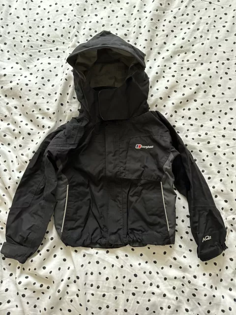 Berghaus Boys/Girls Unisex Age 5-6 Hooded Black Waterproof Jacket Coat Forest